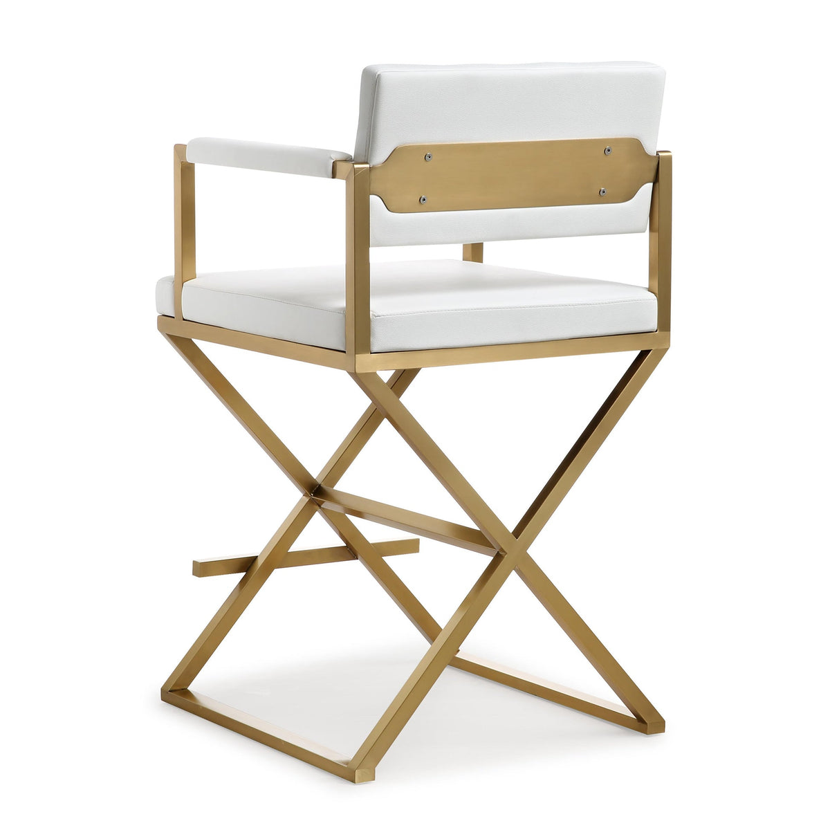 Director White Gold Steel Counter Stool | BeBoldFurniture