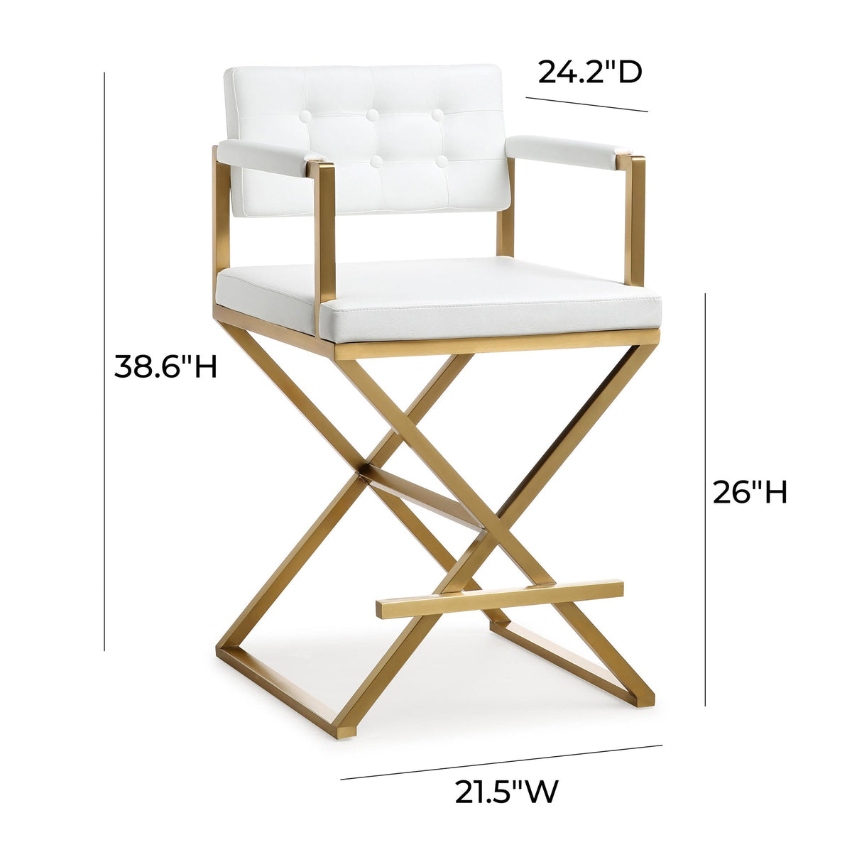 Director White Gold Steel Counter Stool | BeBoldFurniture