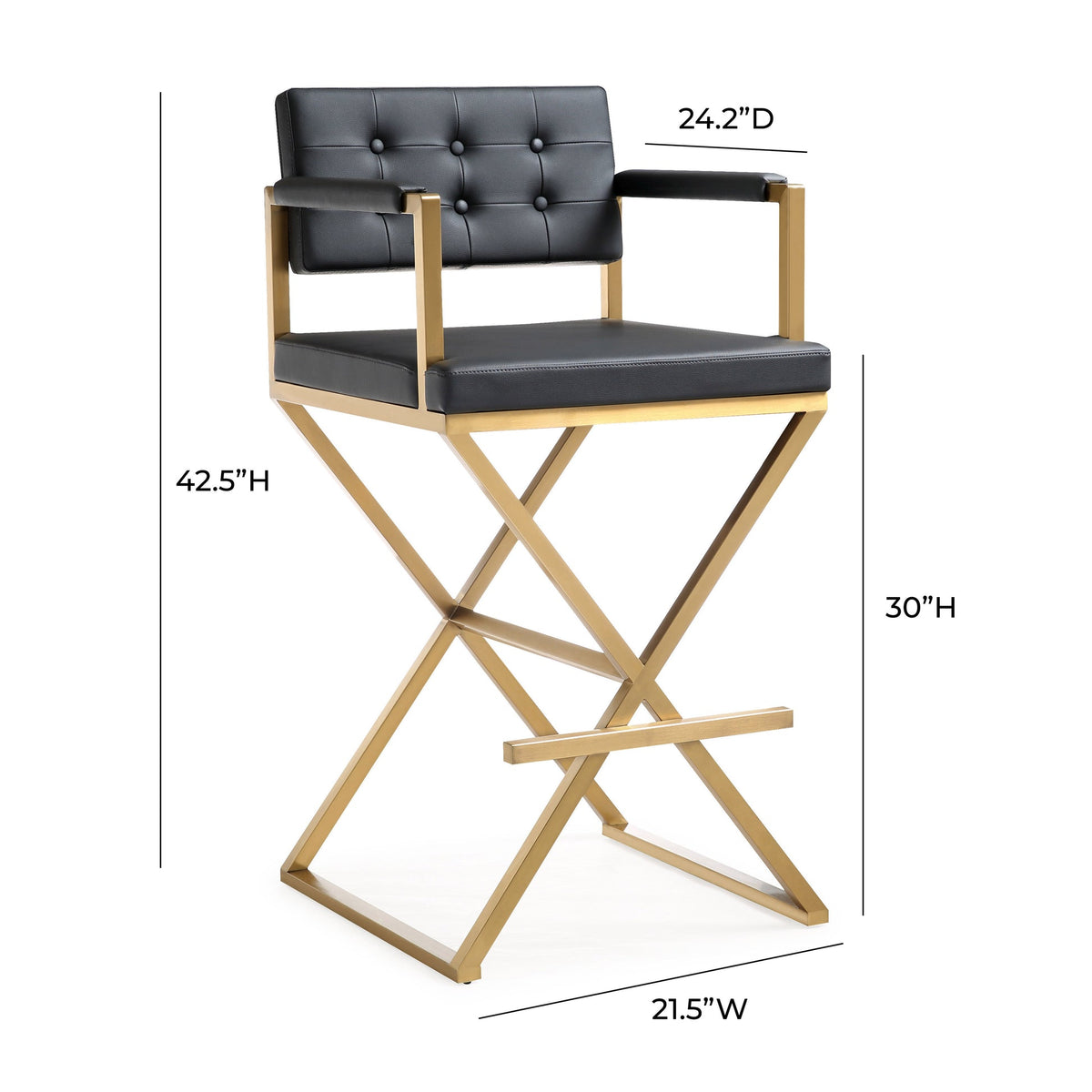 Director Black Gold Steel Barstool | BeBoldFurniture