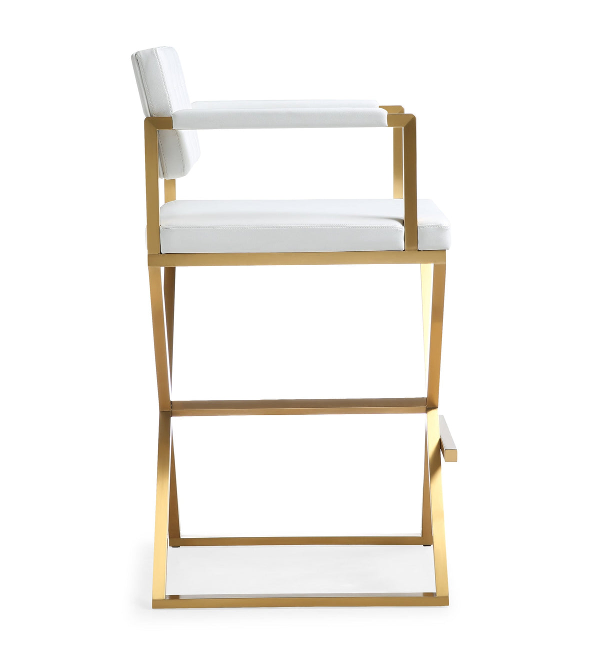 Director White Gold Steel Barstool | BeBoldFurniture