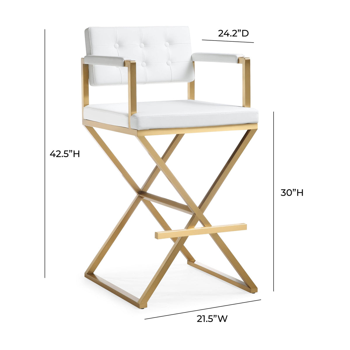 Director White Gold Steel Barstool | BeBoldFurniture