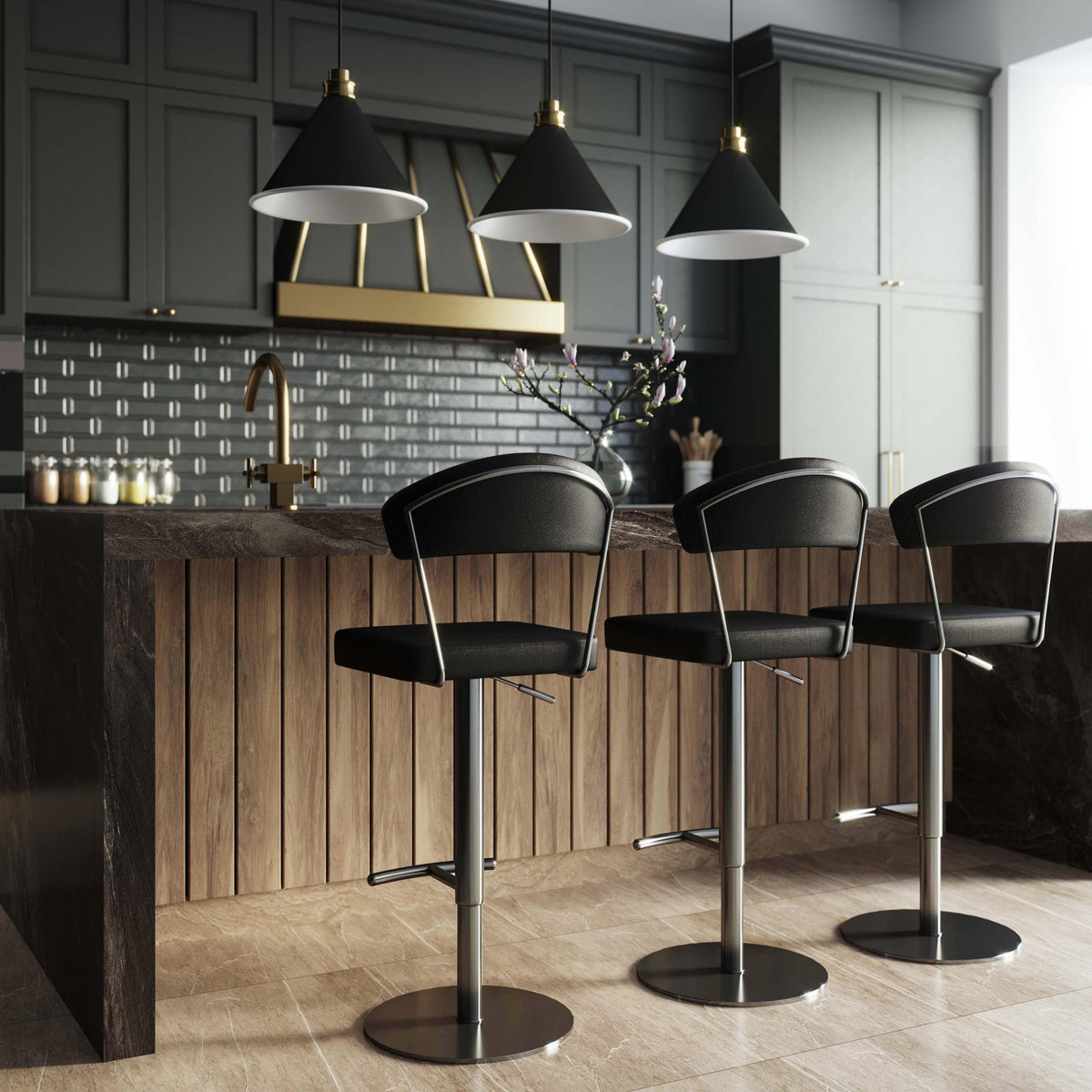 Cosmo Black on Black Steel Barstool | BeBoldFurniture