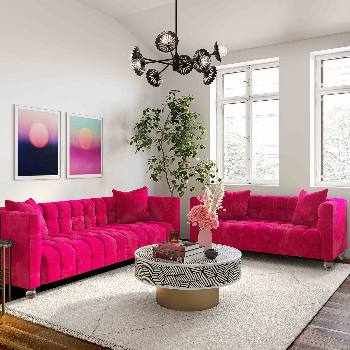 Bea PinkVelvet Loveseat In Houston | BeBoldFurniture 