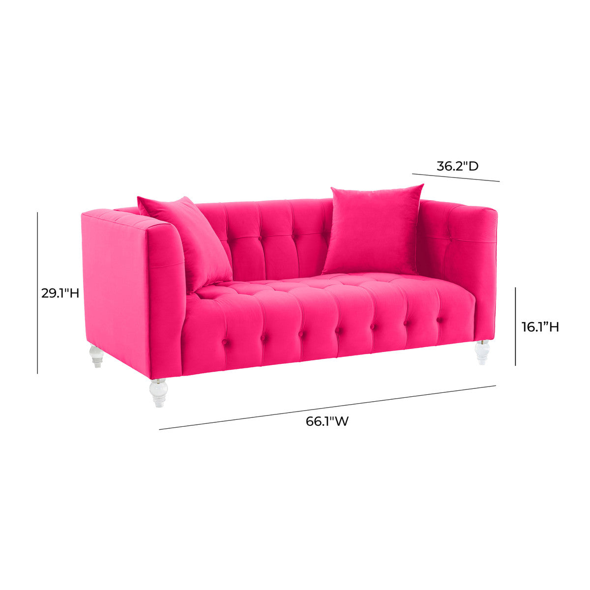 Bea PinkVelvet Loveseat In Houston | BeBoldFurniture 