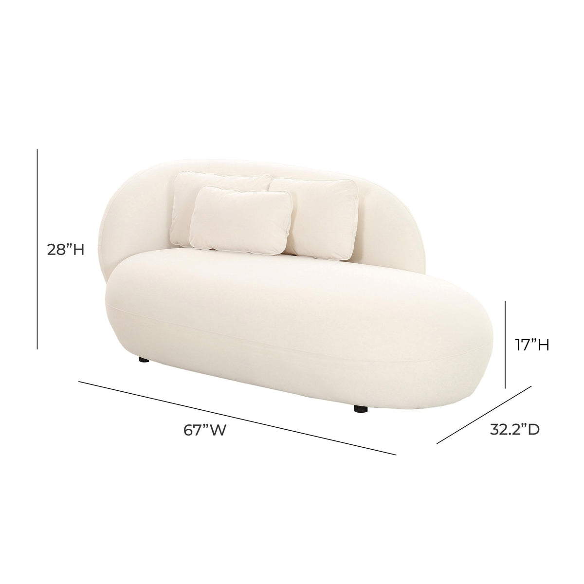 Galet Cream Velvet Chaise | BeBoldFurniture