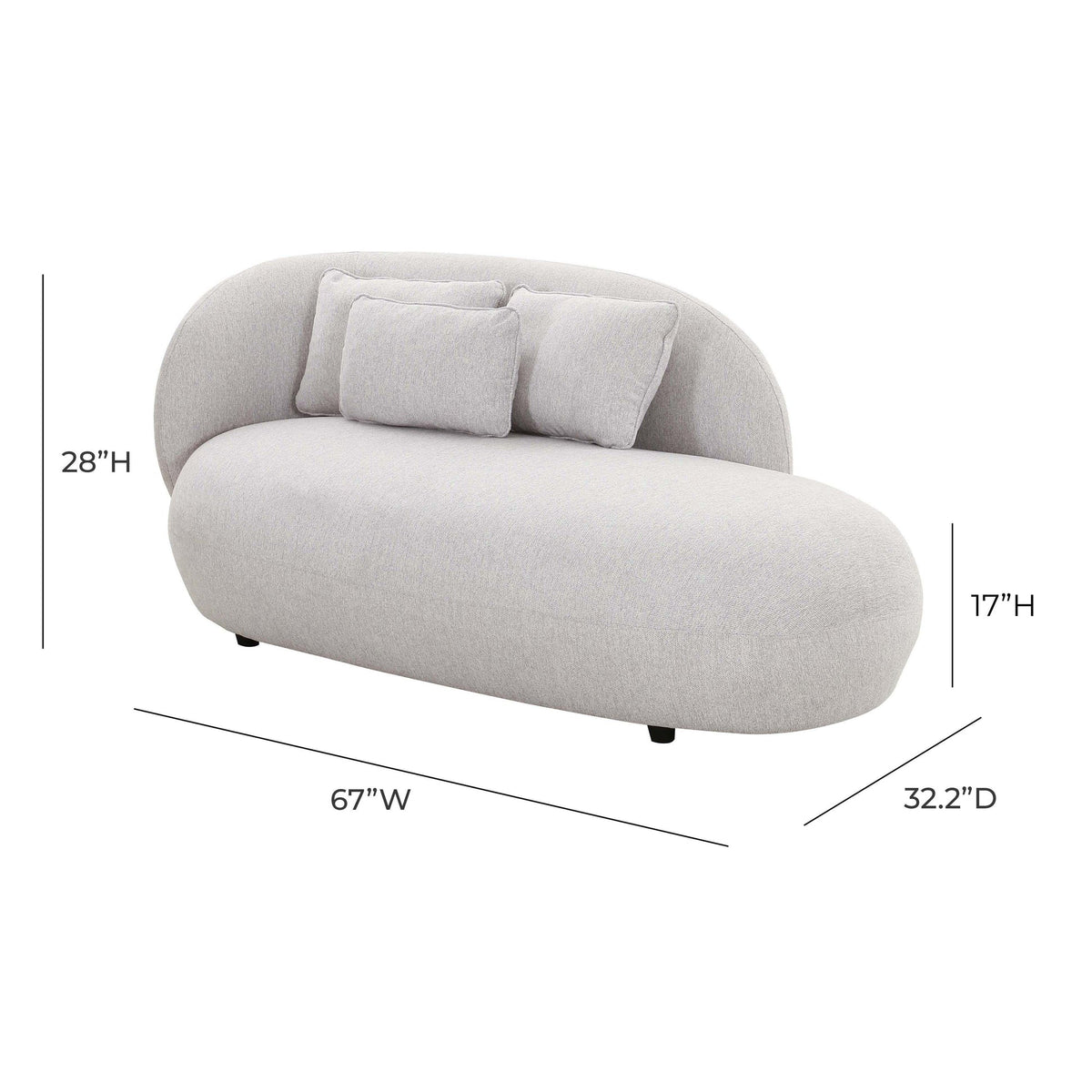 Galet Grey Velvet Chaise | BeBoldFurniture