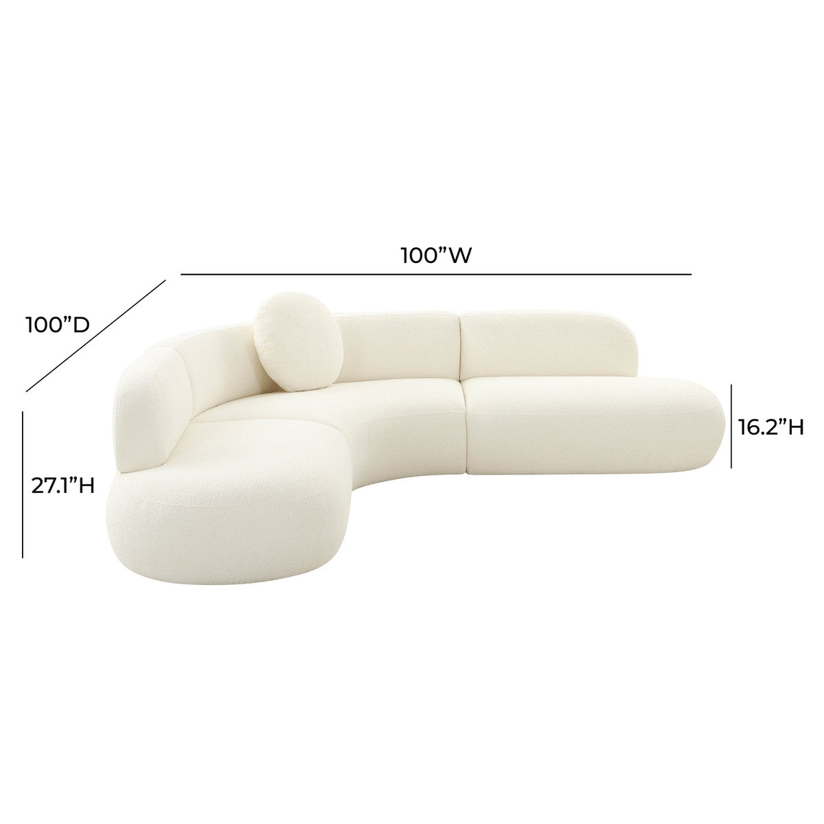 Broohah Cream Boucle Sectional | BeBoldFurniture