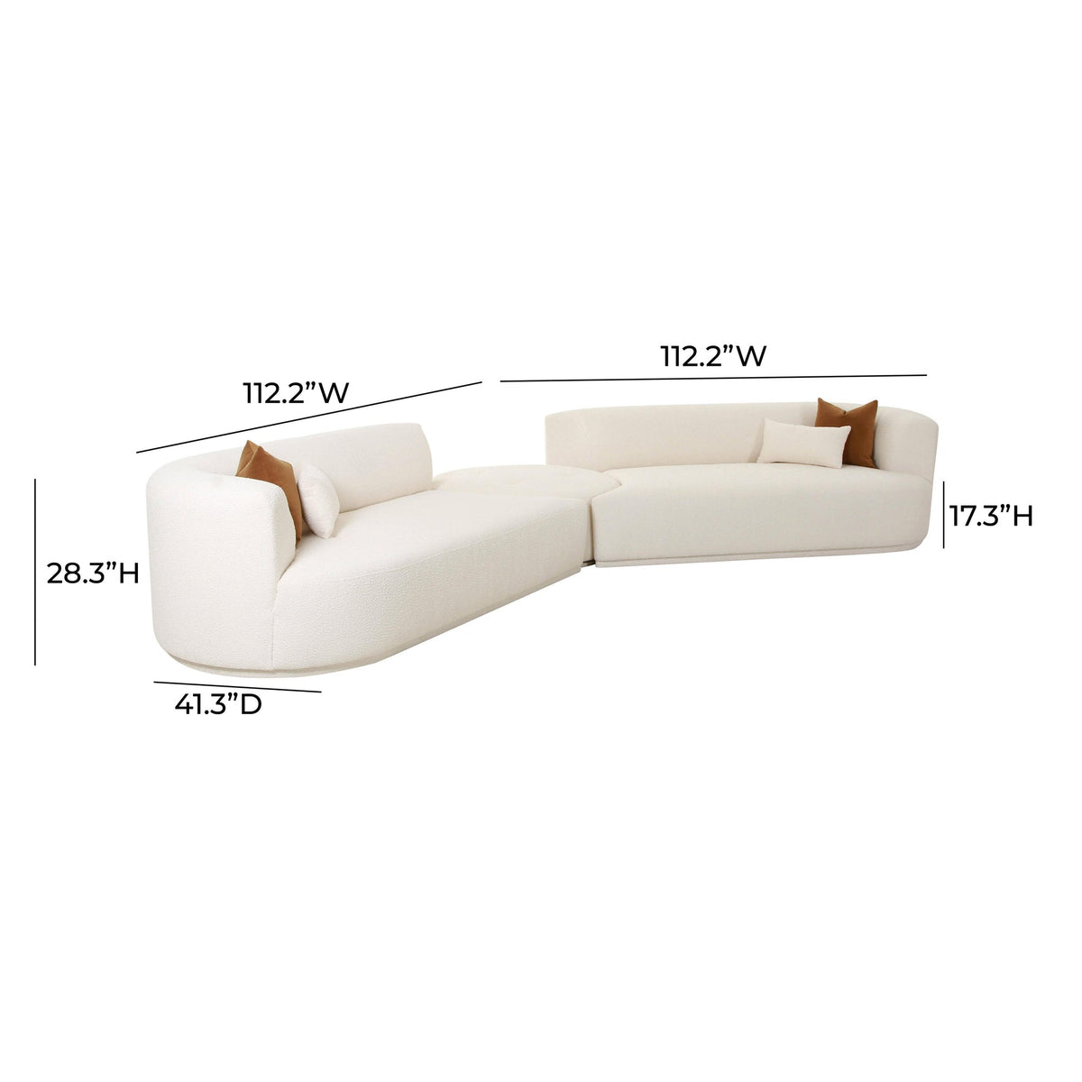 Fickle Cream Boucle 3-Piece Modular Sectional | BeBoldFurniture