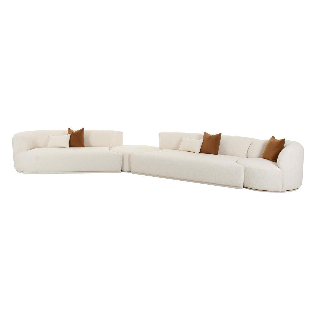 Fickle Cream Boucle 4-Piece Modular LAF Sectional | BeBoldFurniture