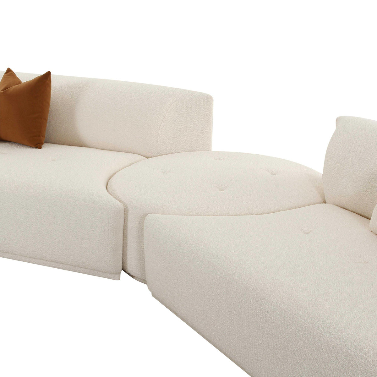 Fickle Cream Boucle 4-Piece Modular LAF Sectional | BeBoldFurniture