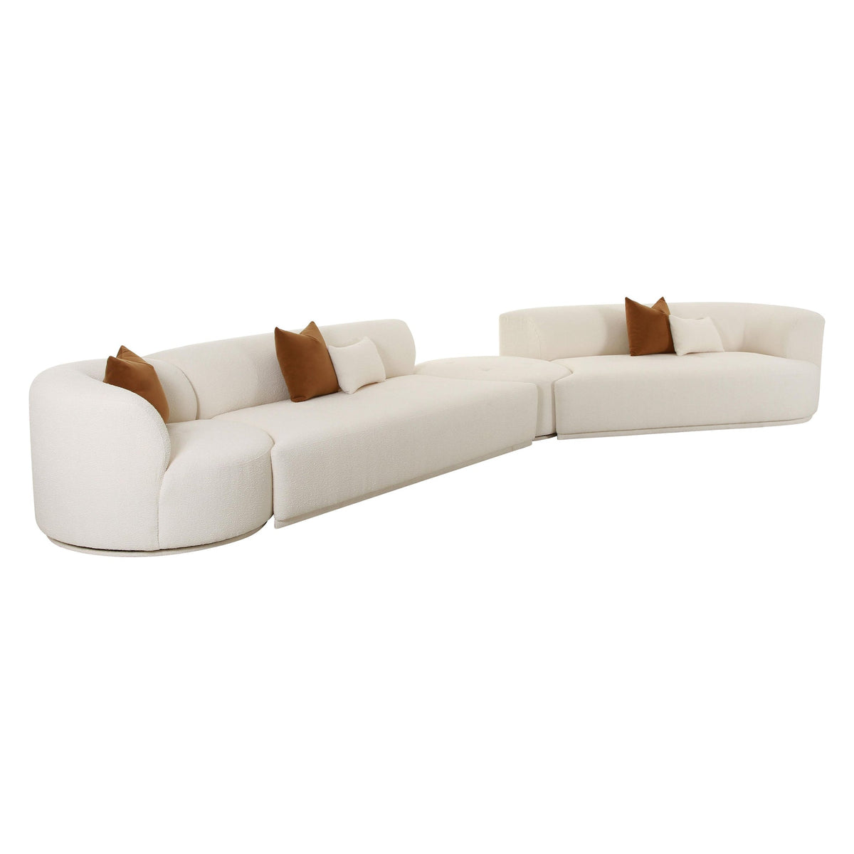 Fickle Cream Boucle 4-Piece Modular RAF Sectional | BeBoldFurniture