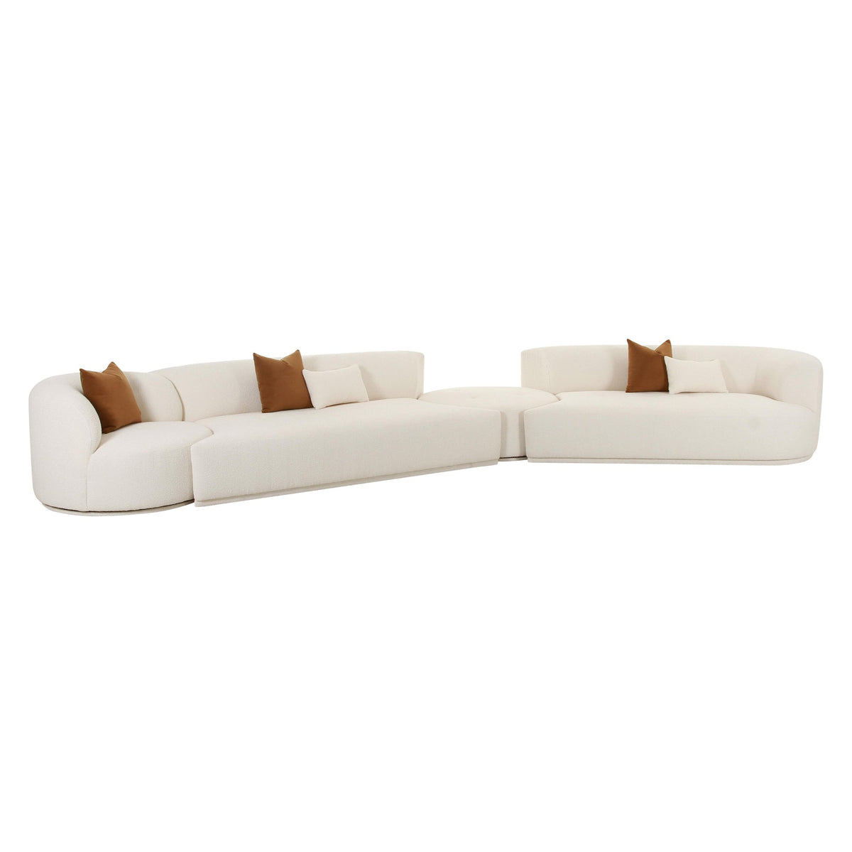 Fickle Cream Boucle 4-Piece Modular RAF Sectional | BeBoldFurniture