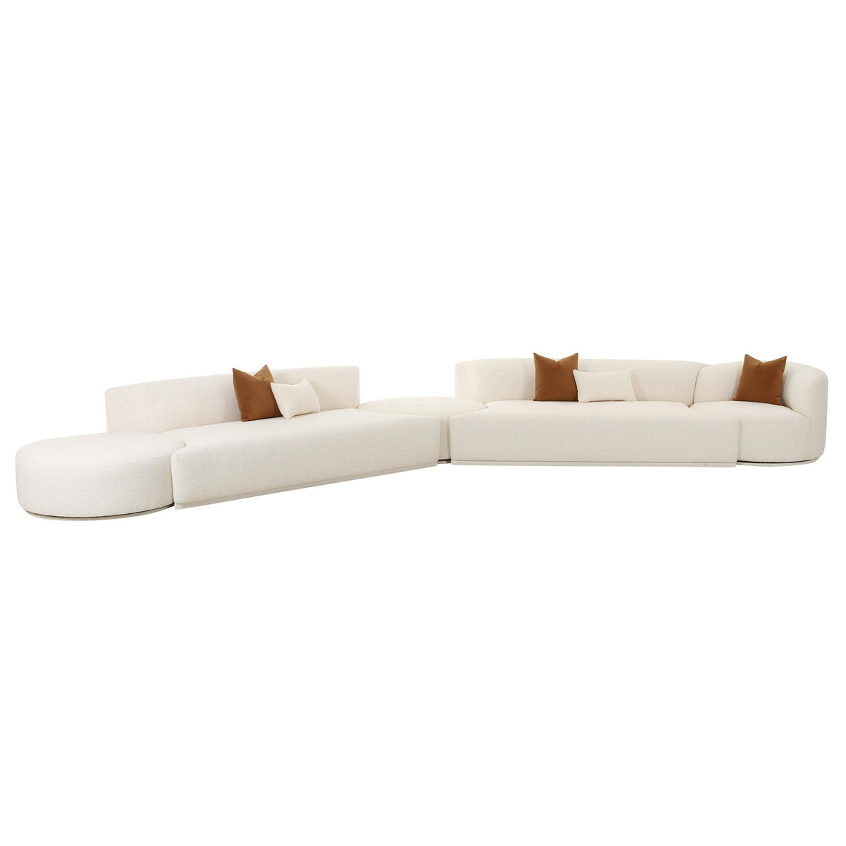 Fickle Cream Boucle 5-Piece Modular Chaise Sectional | BeBoldFurniture