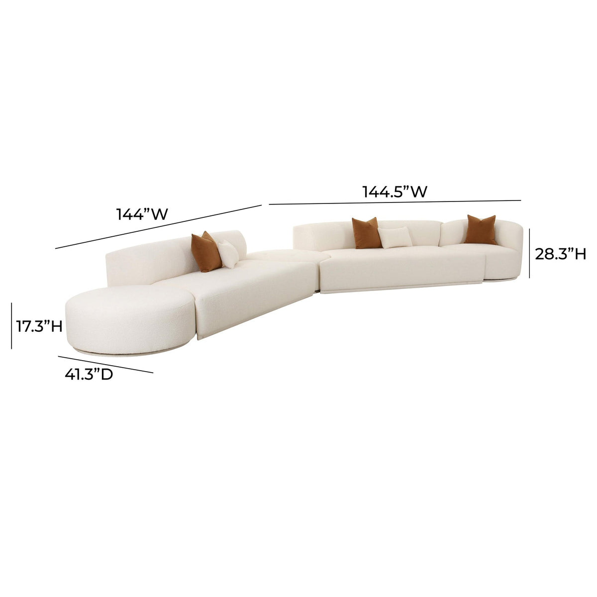 Fickle Cream Boucle 5-Piece Modular Chaise Sectional | BeBoldFurniture