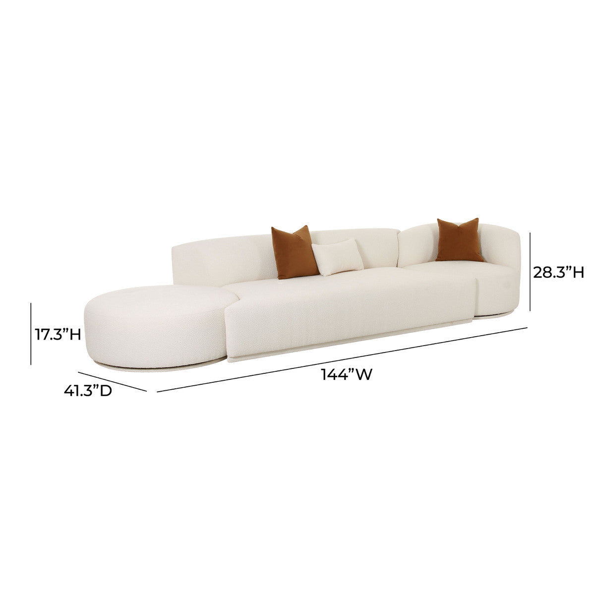 Fickle Cream Boucle 3-Piece Chaise Modular Sofa | BeBoldFurniture