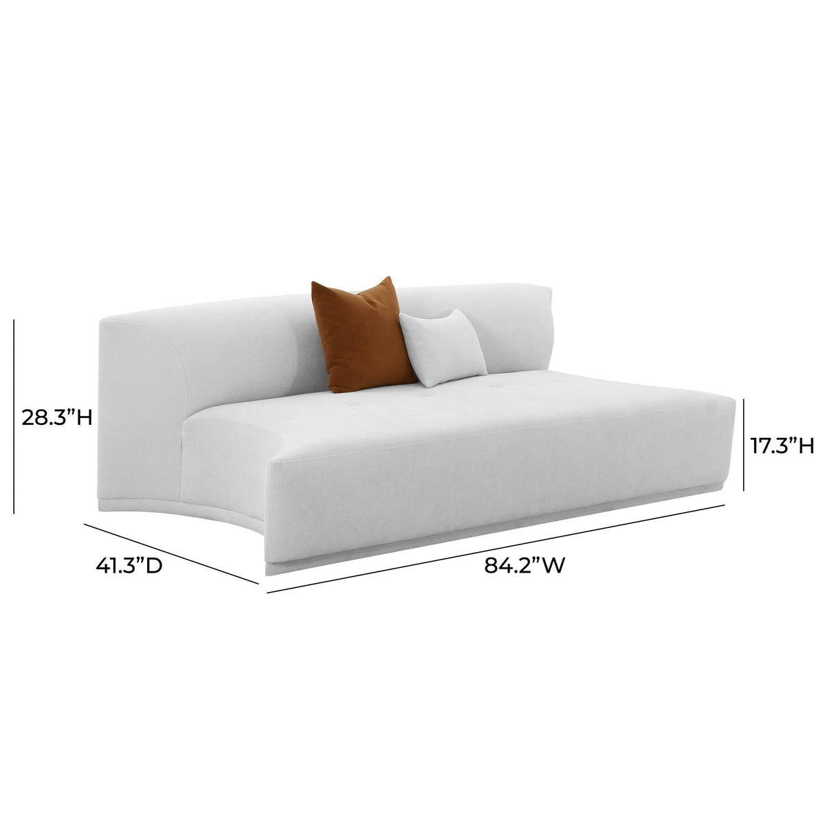 Fickle Grey Velvet Modular Armless Loveseat | BeBoldFurniture