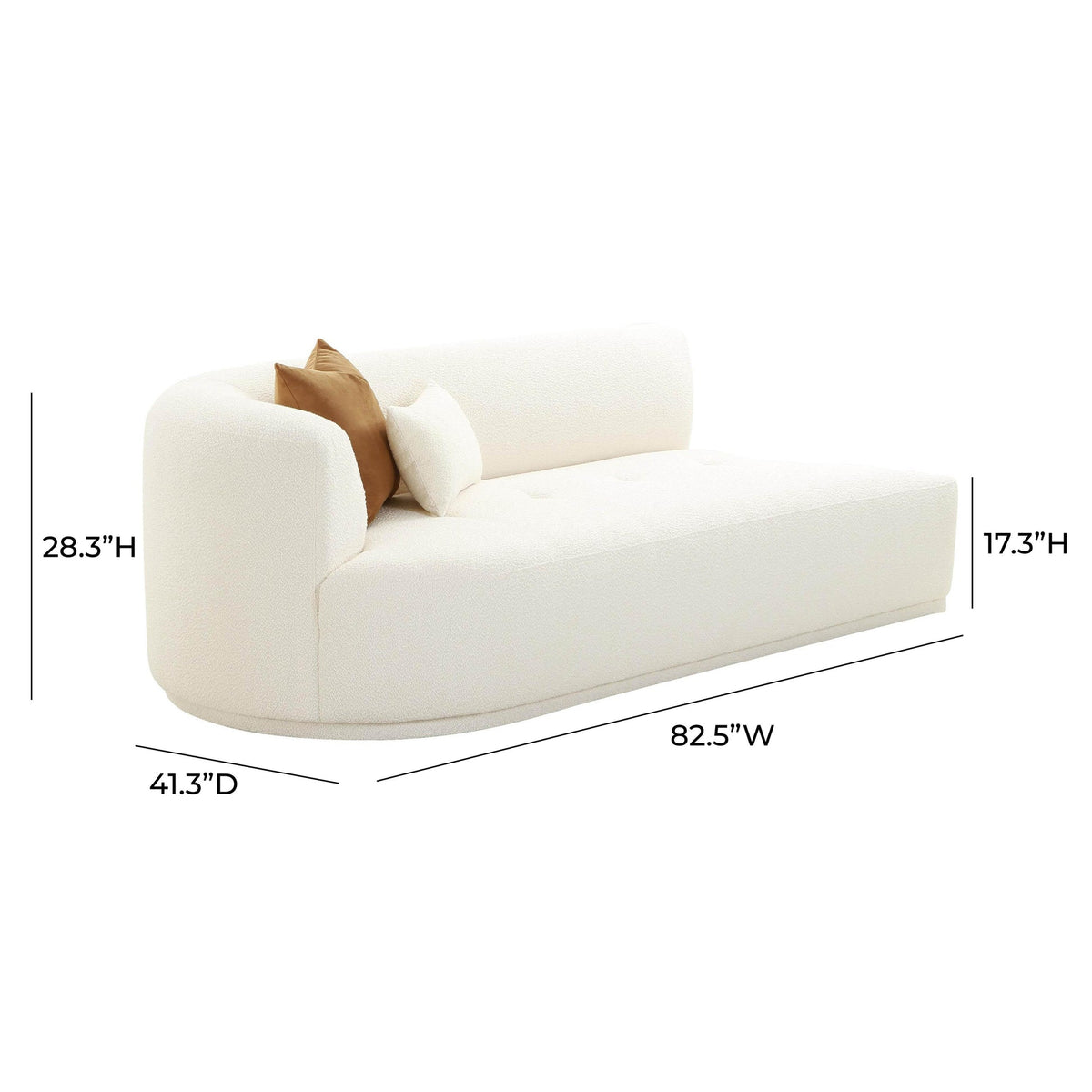 Fickle Cream Boucle Modular LAF Loveseat | BeBoldFurniture