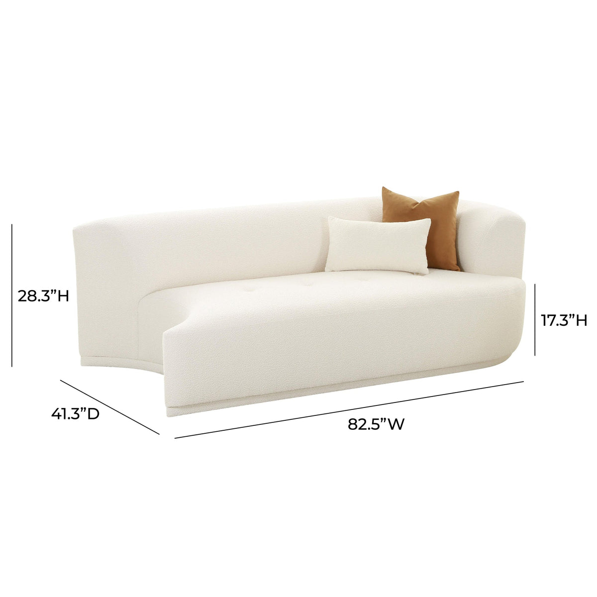 Fickle Cream Boucle Modular RAF Loveseat | BeBoldFurniture