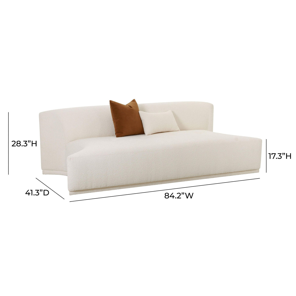 Fickle Cream Boucle Modular Armless Loveseat | BeBoldFurniture