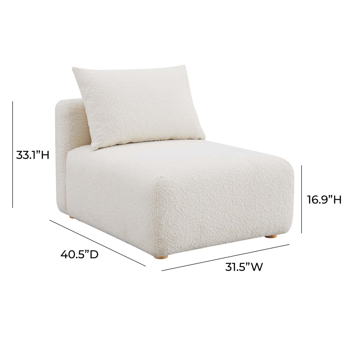 Hangover Cream Boucle Modular Armless Chair | BeBoldFurniture