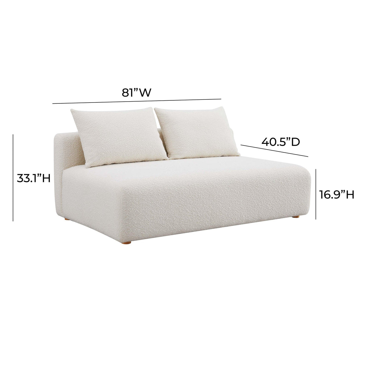 Hangover Cream Boucle Modular Loveseat | BeBoldFurniture