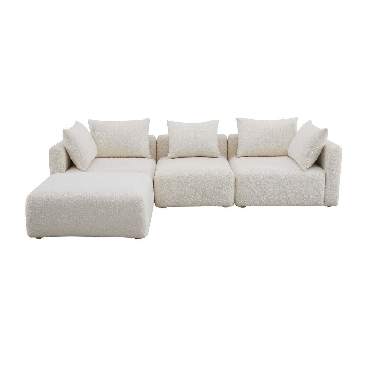 Hangover Cream Boucle 4-Piece Modular Sectional | BeBoldFurniture