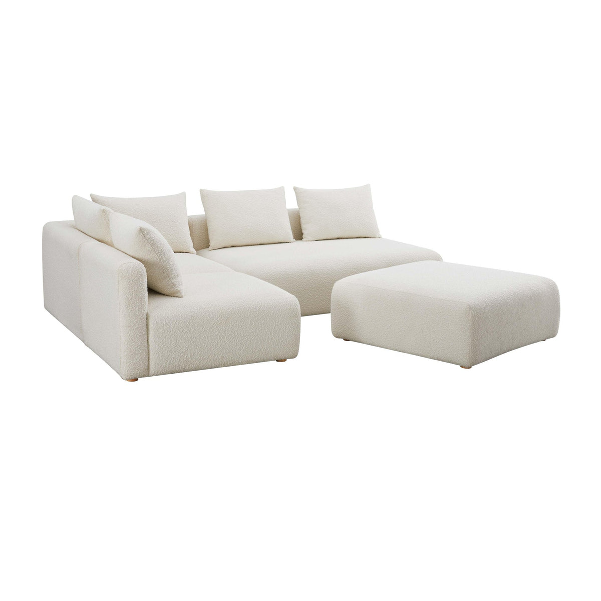 Hangover Cream Boucle 4-Piece Modular Chaise Sectional | BeBoldFurniture