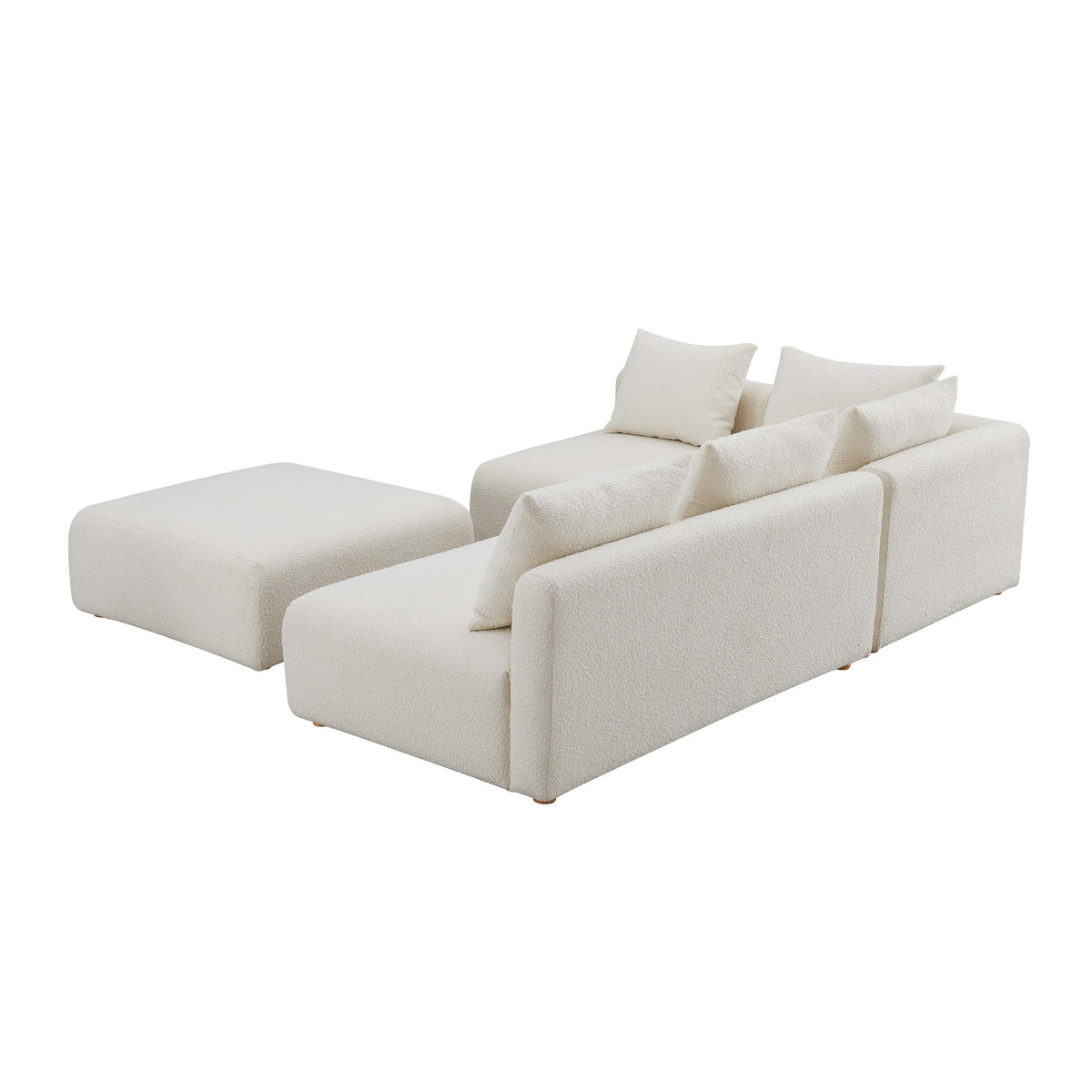 Hangover Cream Boucle 4-Piece Modular Chaise Sectional | BeBoldFurniture