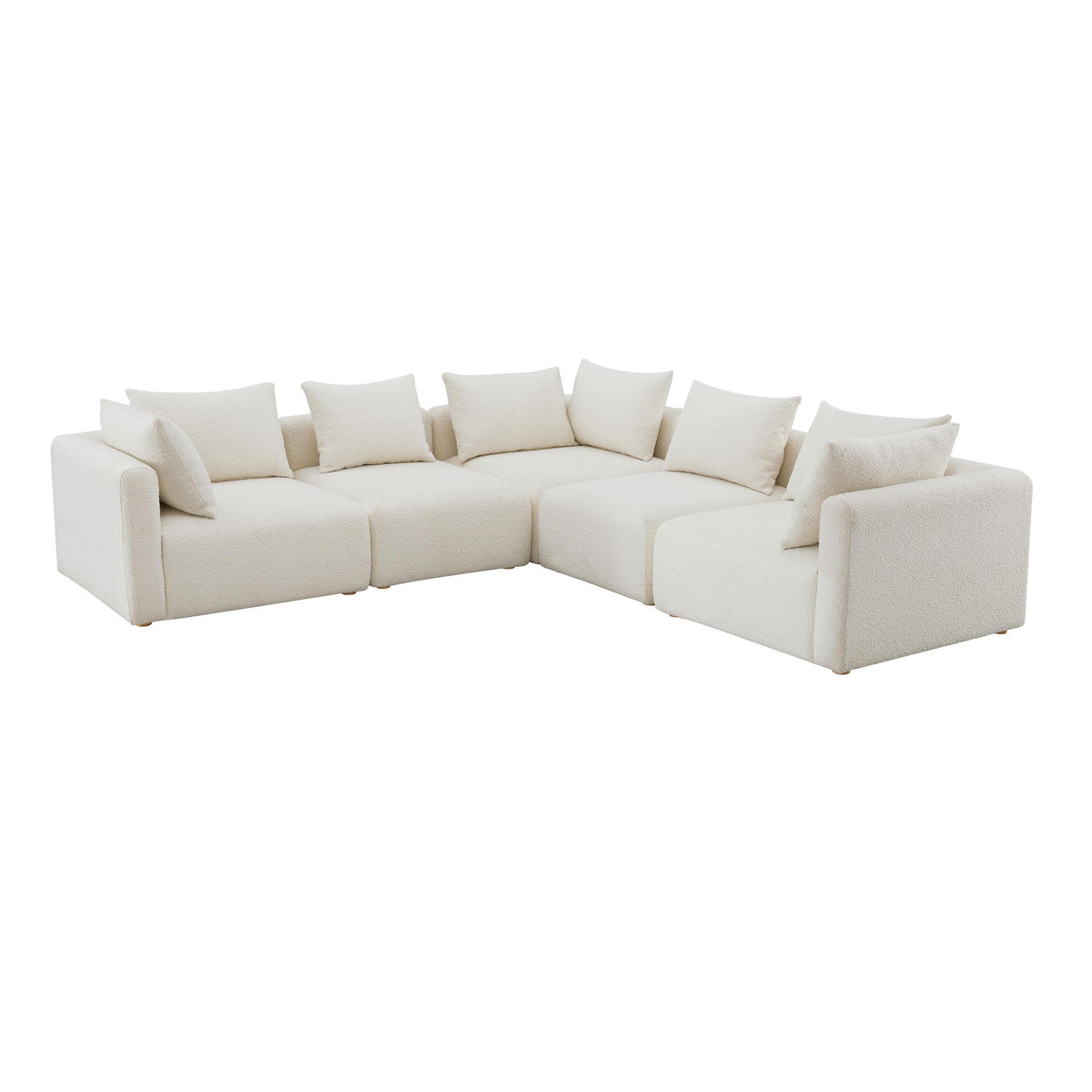 Hangover Cream Boucle 5-Piece Modular L-Sectional | BeBoldFurniture