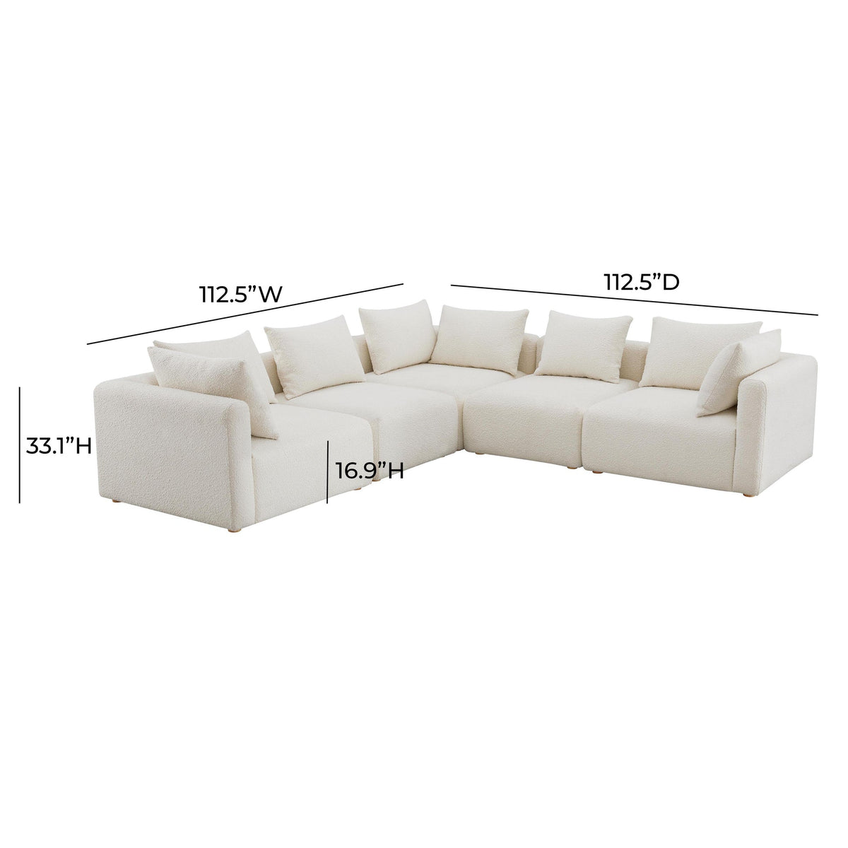 Hangover Cream Boucle 5-Piece Modular L-Sectional | BeBoldFurniture