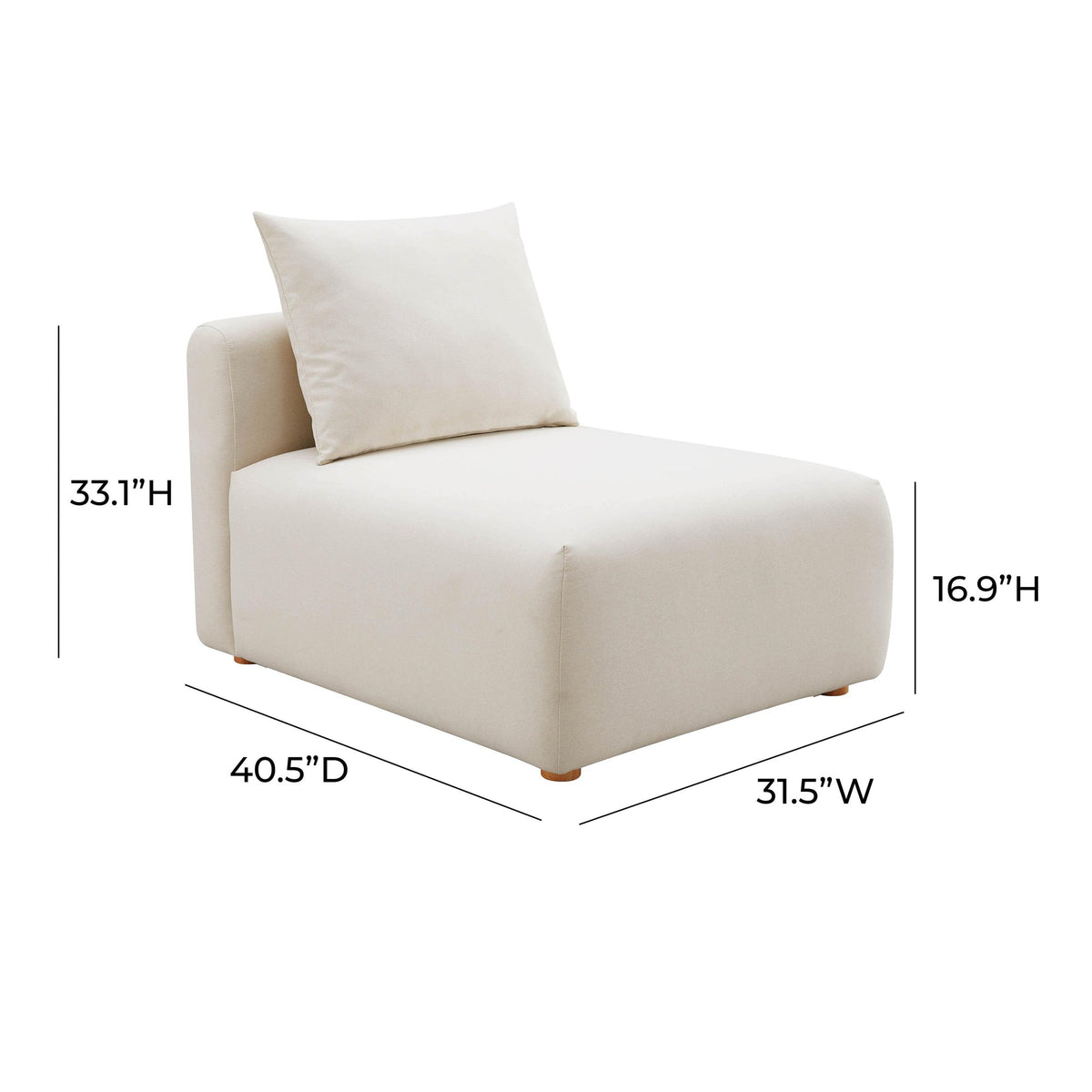 Hangover Cream Performance Linen Modular Armless Chair | BeBoldFurniture