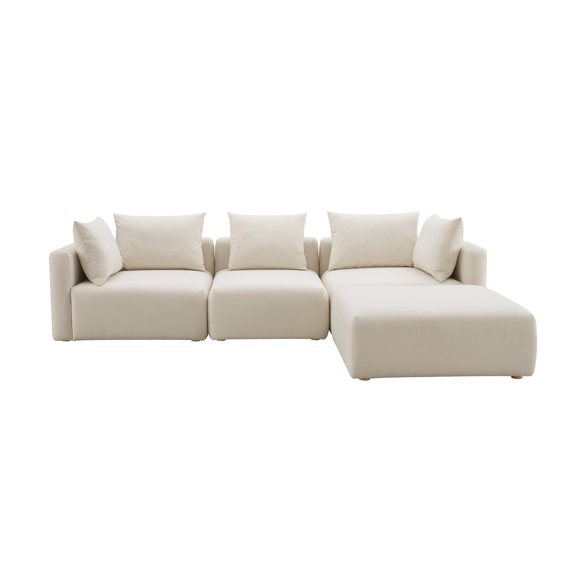 Hangover Cream Performance Linen 4-Piece Modular Sectional | BeBoldFurniture