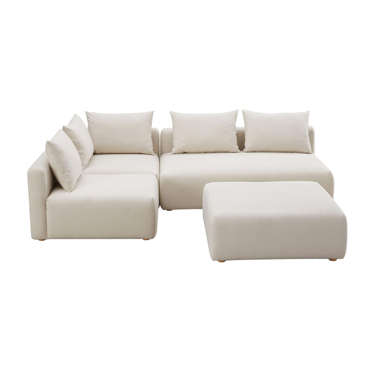 Hangover Cream Performance Linen 4-Piece Modular Chaise Sectional | BeBoldFurniture