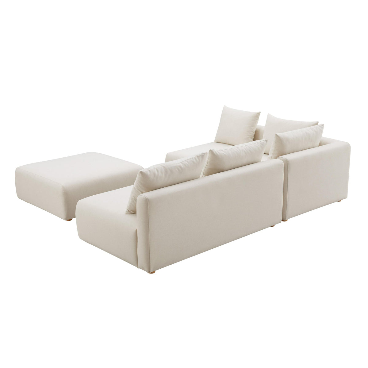 Hangover Cream Performance Linen 4-Piece Modular Chaise Sectional | BeBoldFurniture