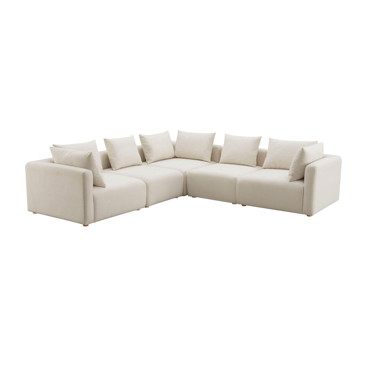 Hangover Cream Performance Linen 5-Piece Modular L-Sectional | BeBoldFurniture