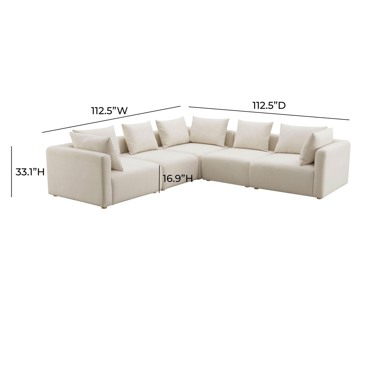 Hangover Cream Performance Linen 5-Piece Modular L-Sectional | BeBoldFurniture