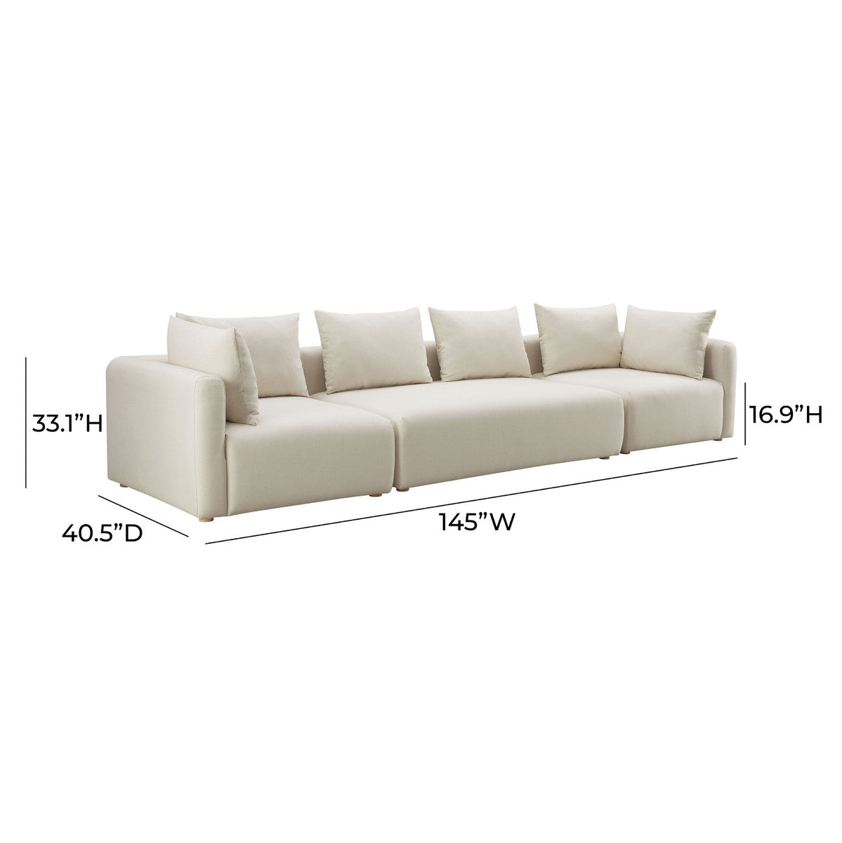 Hangover Cream Linen 145" Long Sofa | BeBoldFurniture