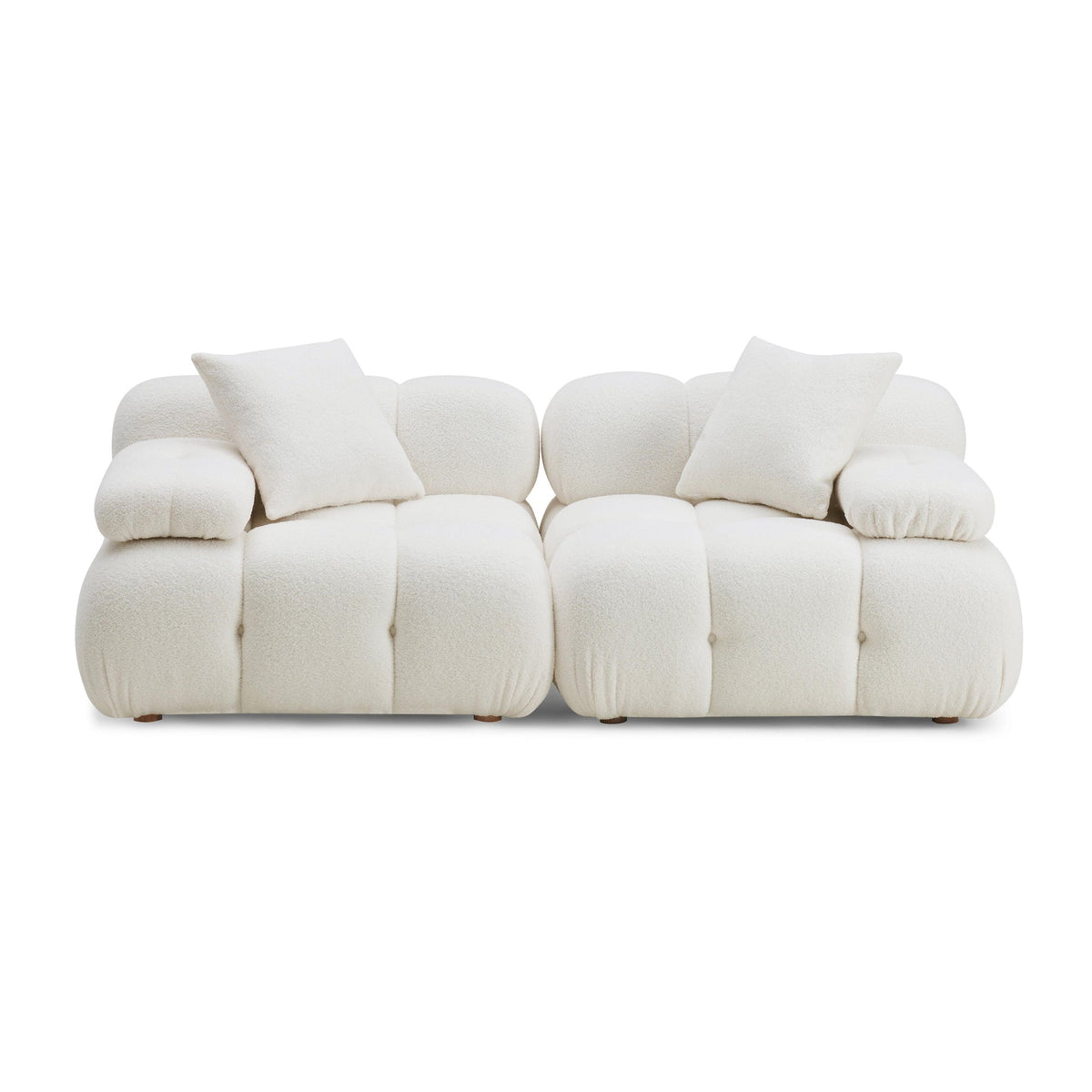 Calliope Cream Vegan Shearling Modular Loveseat | BeBoldFurniture