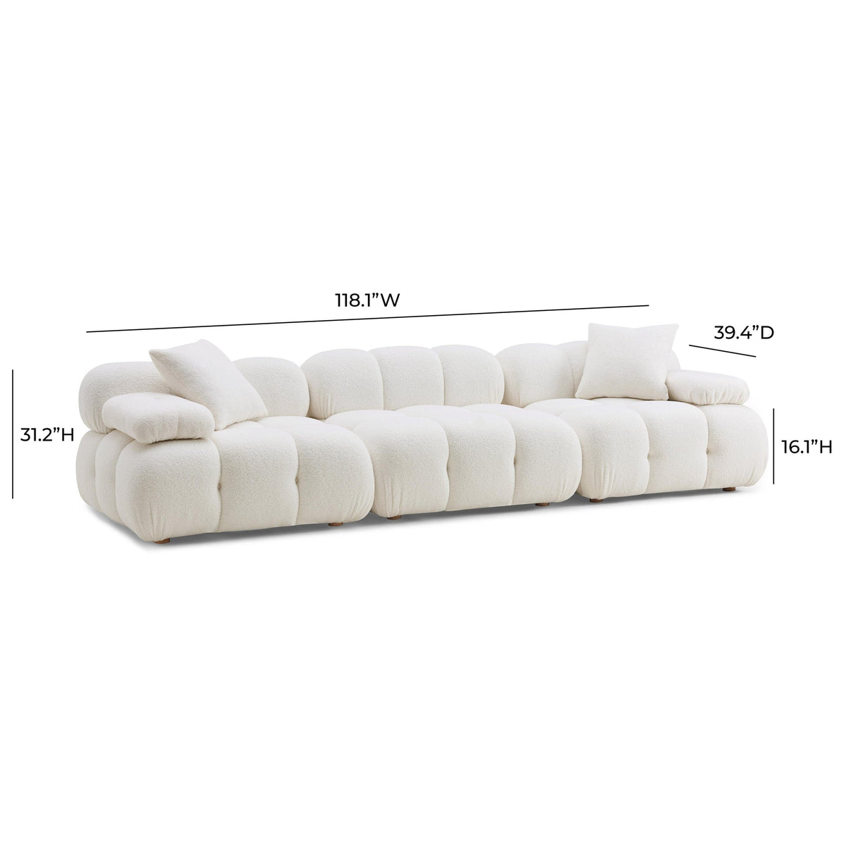 Calliope Cream Vegan Shearling Modular Sofa| BeBoldFurniture