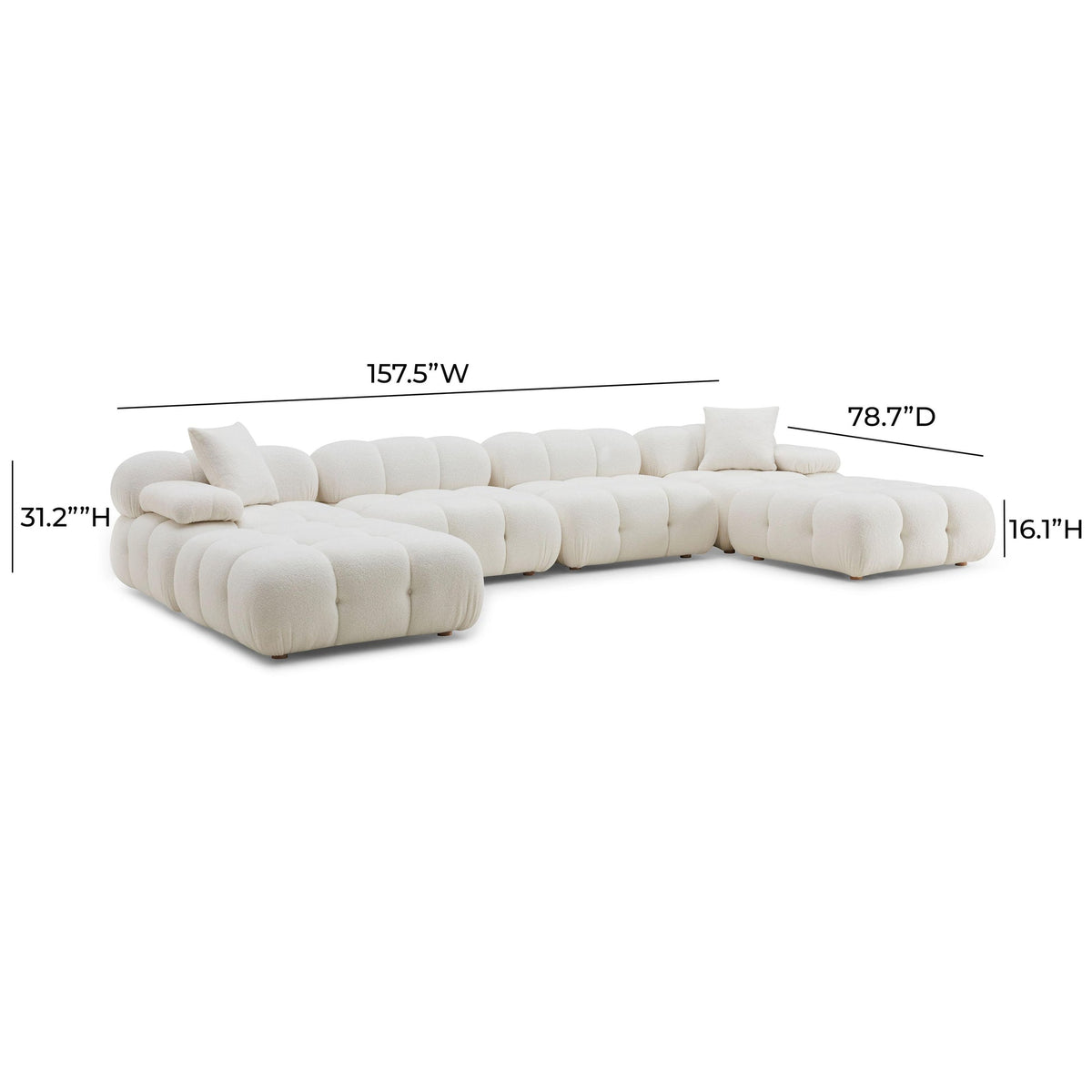 Calliope Cream Vegan Shearling 6-piece Modular U-Sectional | BeBoldFurniture