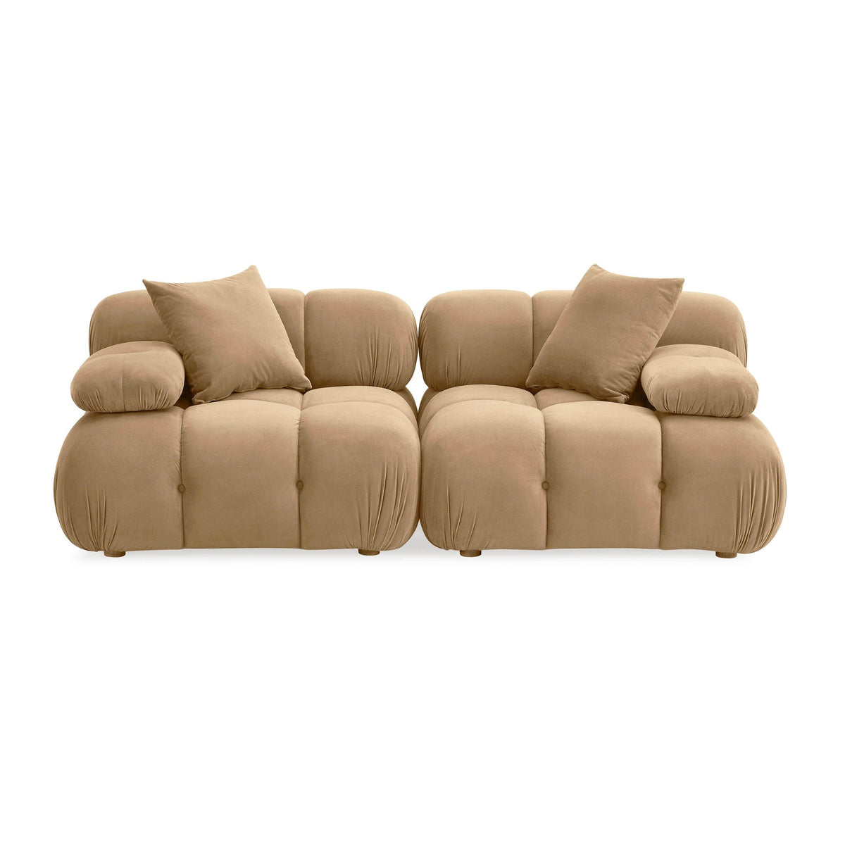 Calliope Cafe Au Lait Performance Velvet Modular Loveseat | BeBoldFurniture