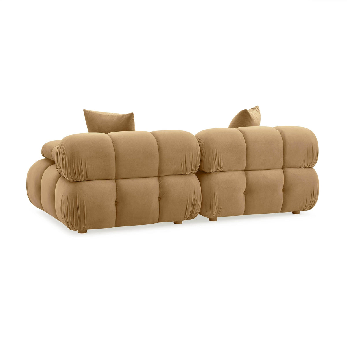 Calliope Cafe Au Lait Performance Velvet Modular Loveseat | BeBoldFurniture