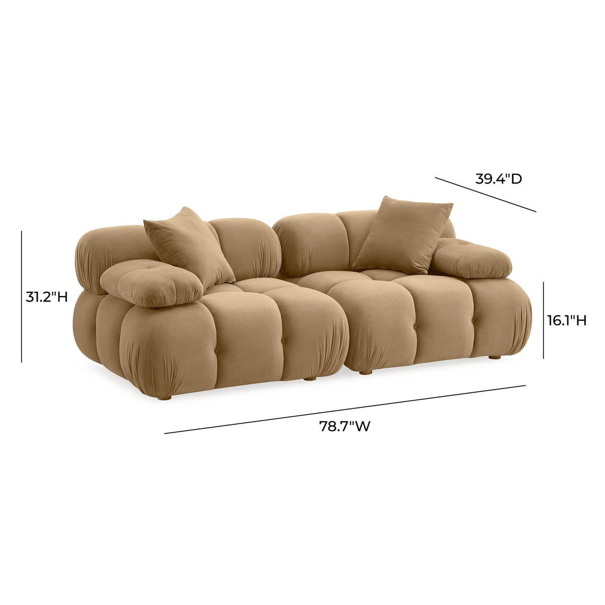 Calliope Cafe Au Lait Performance Velvet Modular Loveseat | BeBoldFurniture