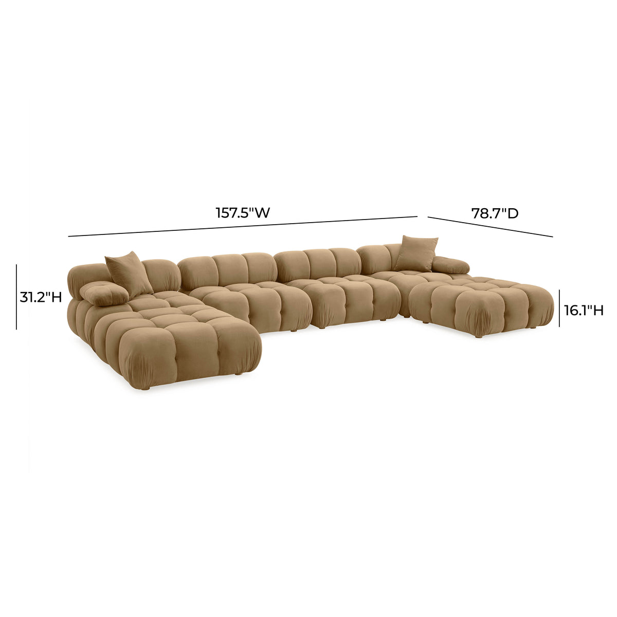 Calliope Cafe Au Lait Performance Velvet 6-piece Modular U-Sectional | BeBoldFurniture