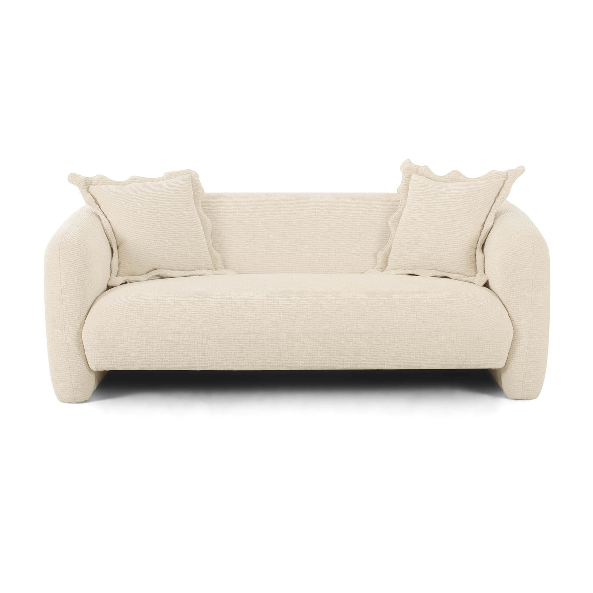 Lou Sandstone Textured Fabric Loveseat | BeBoldFurniture