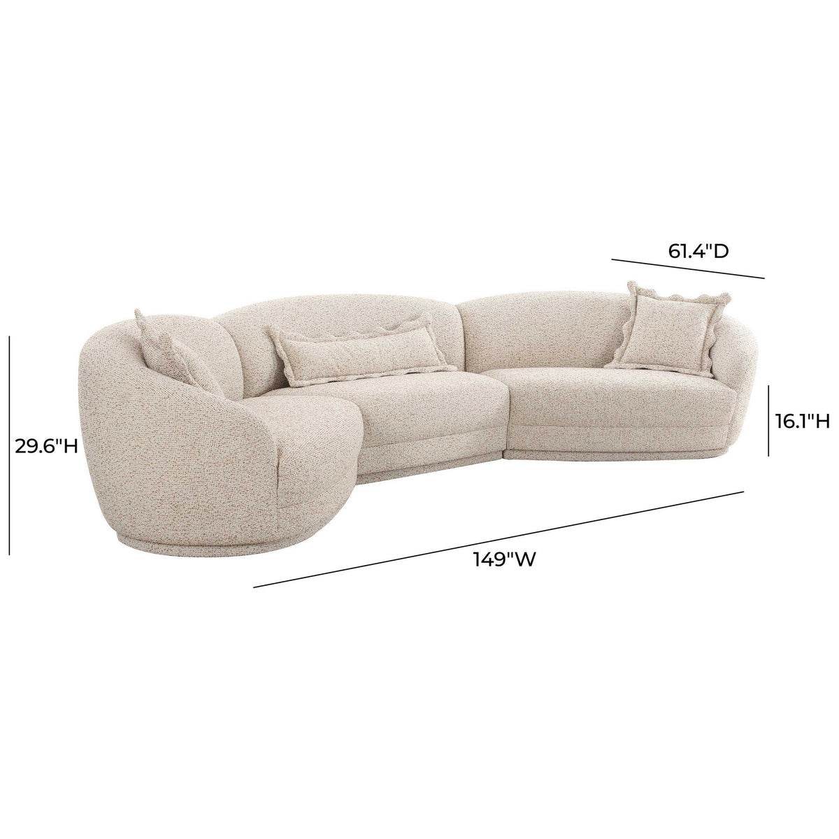 Marion Two-Tone Textured Boucle 6 Person Sectional | BeBoldFurniture