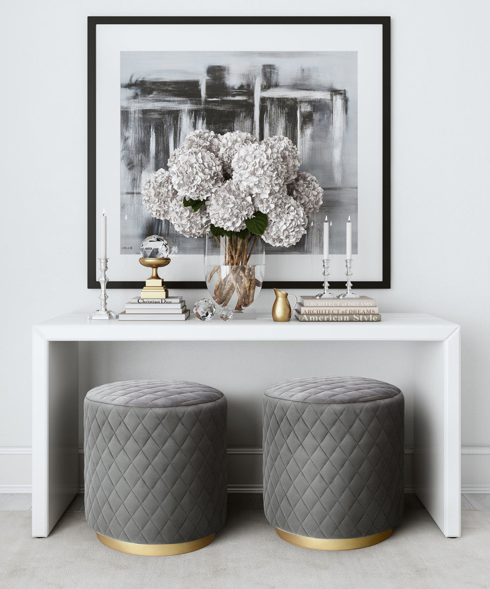 Abir Grey Velvet Ottoman | Furniture Made in the US | BeBoldFurniture