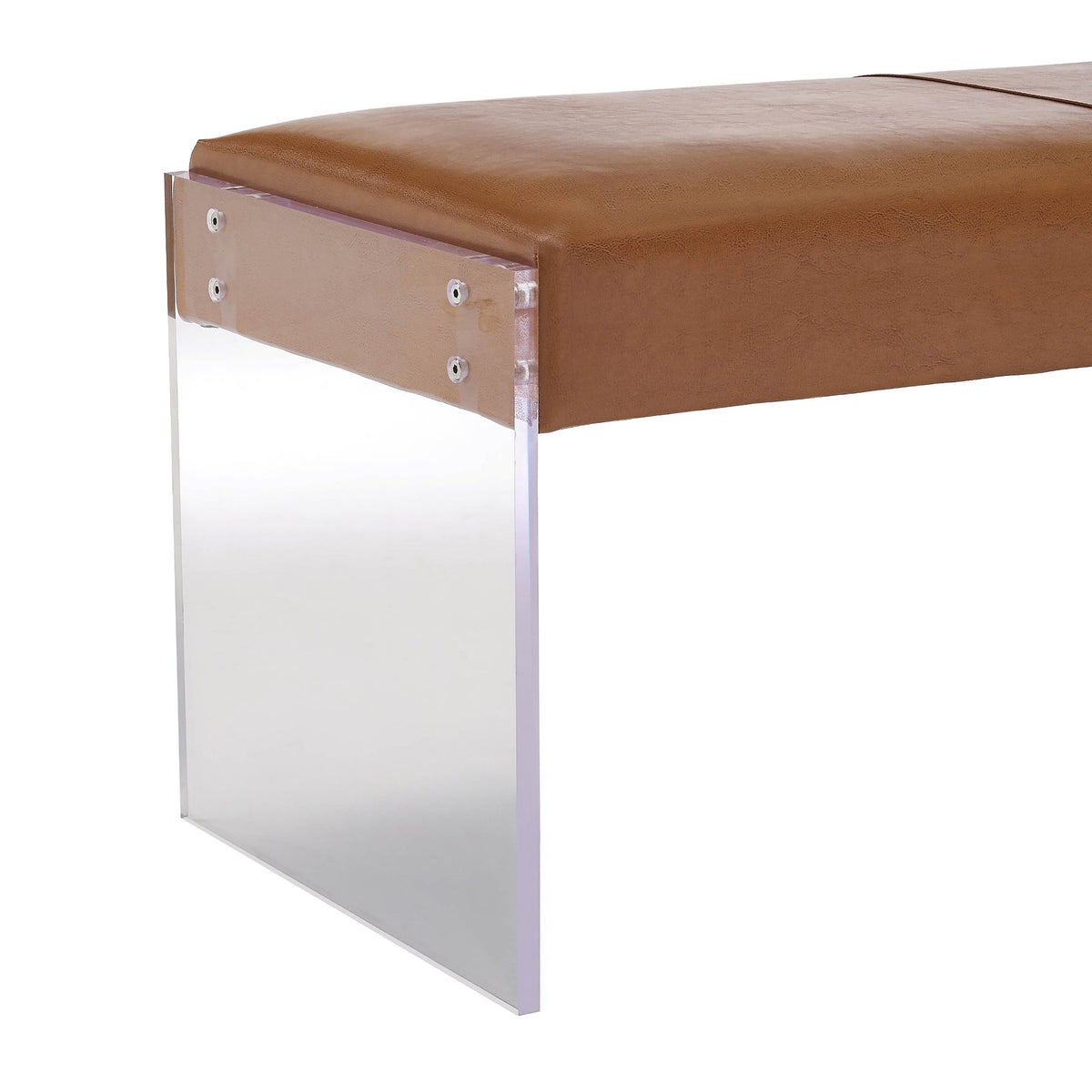 Envy Brown Leather/Acrylic Bench | BeBoldFurniture