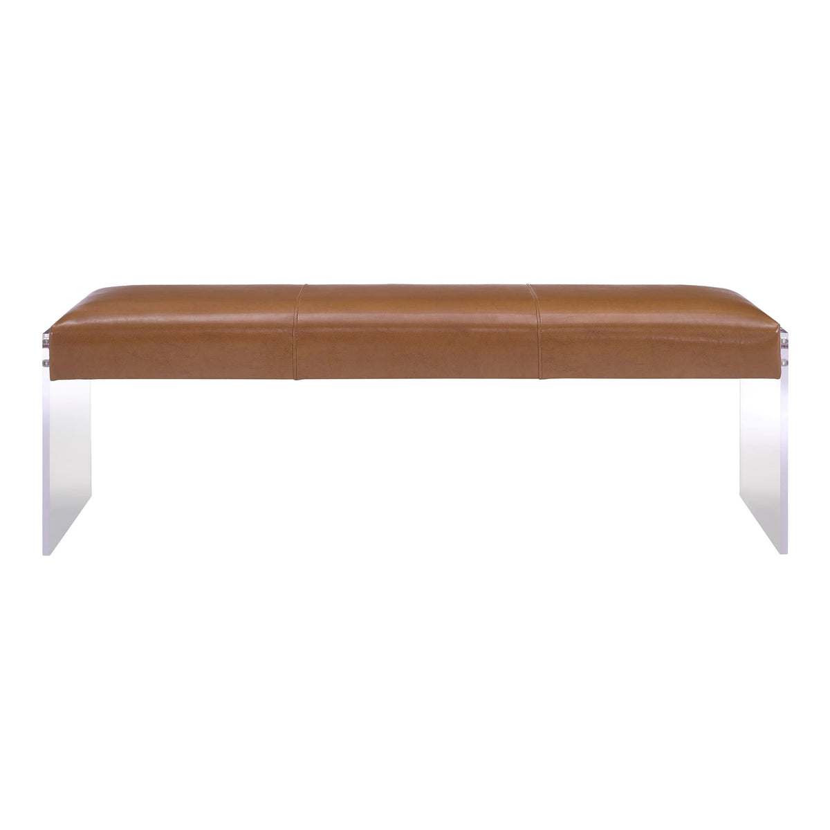 Envy Brown Leather/Acrylic Bench | BeBoldFurniture