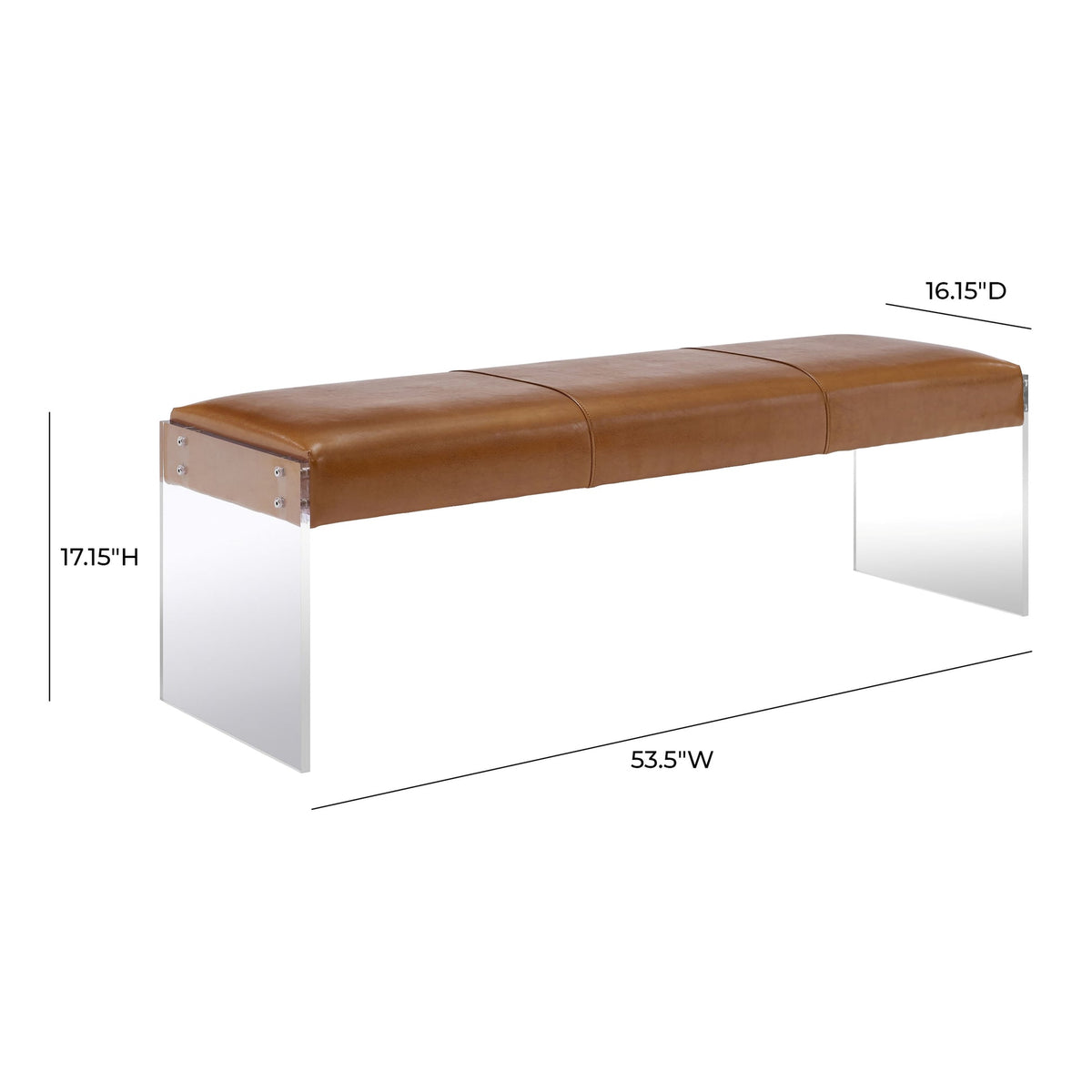 Envy Brown Leather/Acrylic Bench | BeBoldFurniture